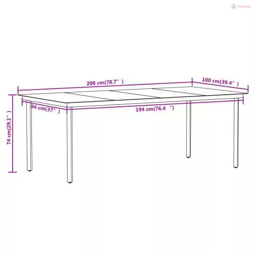 7 részes fekete kerti étkezőgarnitúra