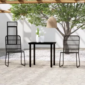 3 részes fekete kerti étkezőgarnitúra