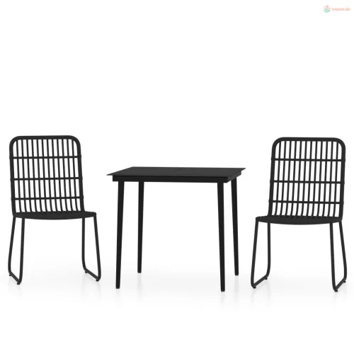 3 részes fekete kerti étkezőgarnitúra