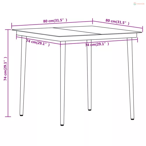 3 részes fekete kerti étkezőgarnitúra