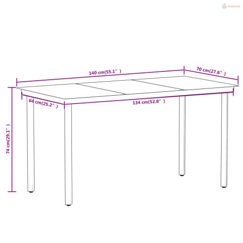 7 részes fekete kerti étkezőgarnitúra