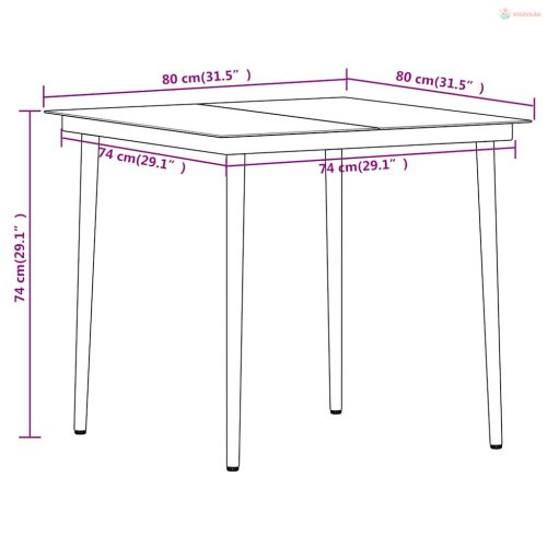 3 részes fekete kerti étkezőgarnitúra