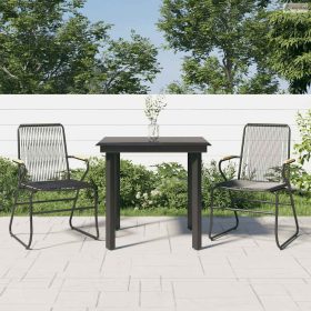 3 részes fekete PVC rattan kerti étkezőgarnitúra