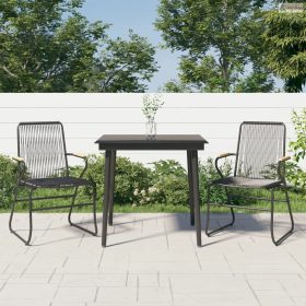 3 részes fekete PVC rattan kerti étkezőgarnitúra