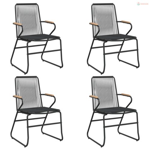 5 részes fekete PVC rattan kerti étkezőgarnitúra