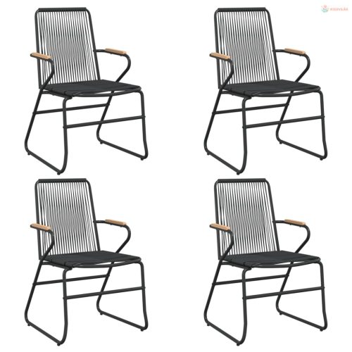 5 részes fekete PVC rattan kerti étkezőgarnitúra