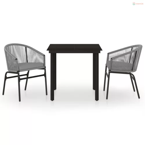 3 részes szürke kerti étkezőgarnitúra