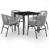 5 részes szürke kerti étkezőgarnitúra