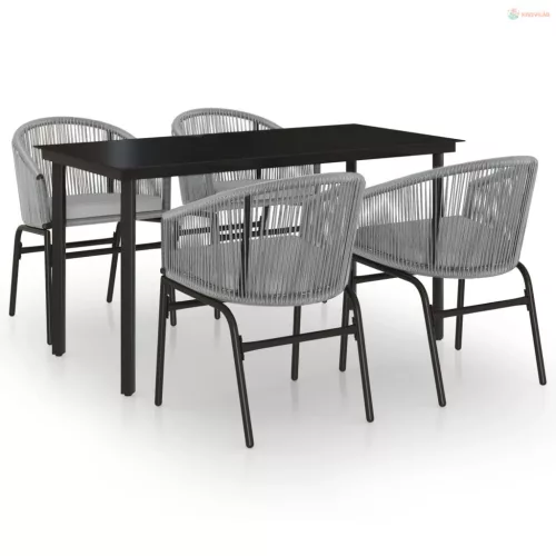 5 részes szürke kerti étkezőgarnitúra