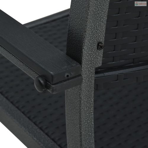 3 részes fekete kerti étkezőgarnitúra