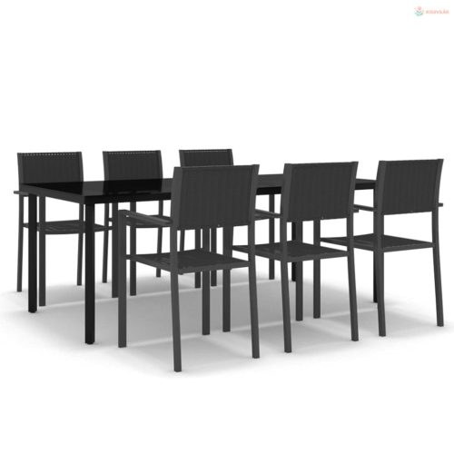 7 részes fekete kerti étkezőgarnitúra