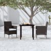 3 részes fekete kerti étkezőgarnitúra párnákkal