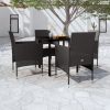 5 részes fekete kerti étkezőgarnitúra párnákkal