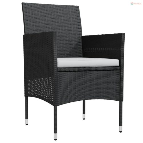 5 részes fekete kerti étkezőgarnitúra párnákkal