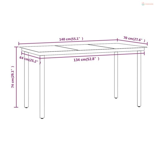 5 részes fekete kerti étkezőgarnitúra párnákkal