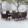 7 részes fekete kerti étkezőgarnitúra párnákkal