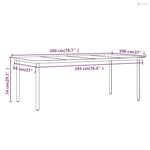 7 részes fekete kerti étkezőgarnitúra párnákkal
