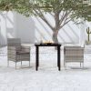 3 részes szürke és fekete kerti étkezőgarnitúra párnákkal