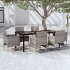 7 részes szürke és fekete kerti étkezőgarnitúra párnákkal