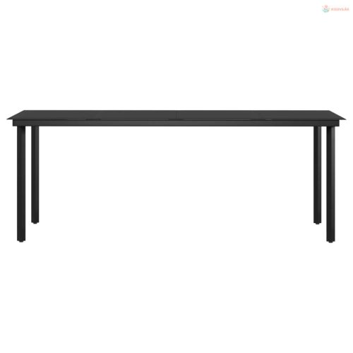 7 részes szürke és fekete kerti étkezőgarnitúra párnákkal