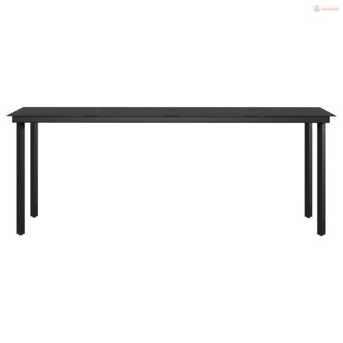 7 részes bézs és fekete kerti étkezőgarnitúra párnákkal