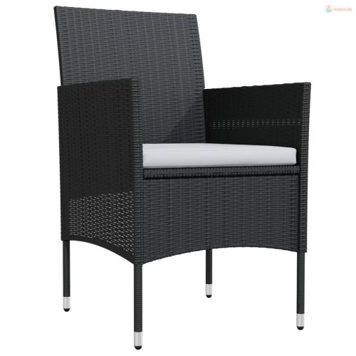 3 részes fekete kerti étkezőgarnitúra párnákkal