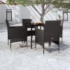 5 részes fekete kerti étkezőgarnitúra párnákkal