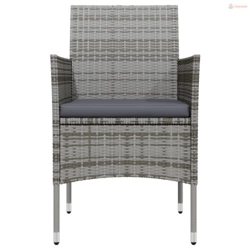 3 részes szürke és fekete kerti étkezőgarnitúra párnákkal