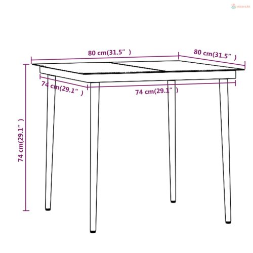 5 részes barna és fekete kerti étkezőgarnitúra párnákkal