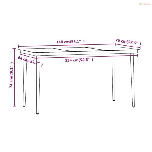 5 részes barna és fekete kerti étkezőgarnitúra párnákkal