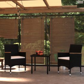 3 részes fekete kerti étkezőgarnitúra párnákkal