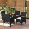 5 részes fekete kerti étkezőgarnitúra párnákkal