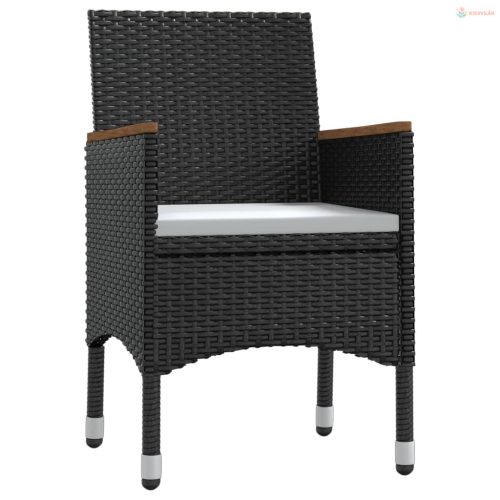 7 részes fekete kerti étkezőgarnitúra párnákkal