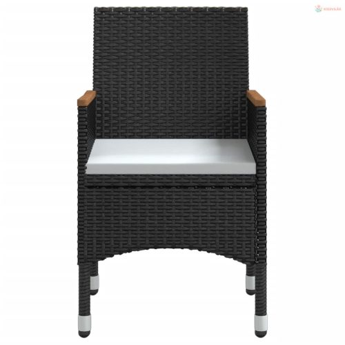 3 részes fekete kerti étkezőgarnitúra párnákkal