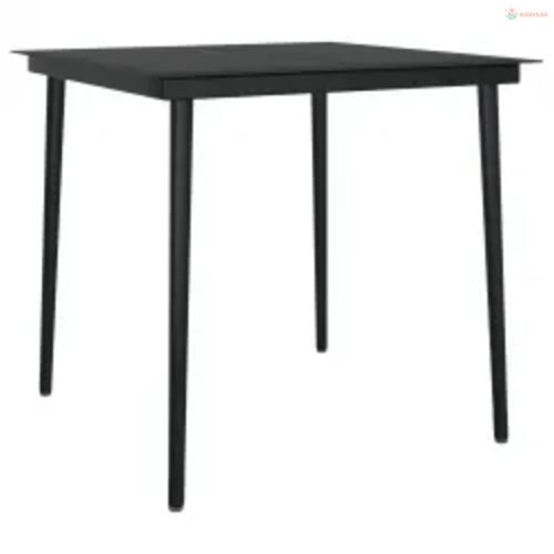 3 részes fekete kerti étkezőgarnitúra párnákkal