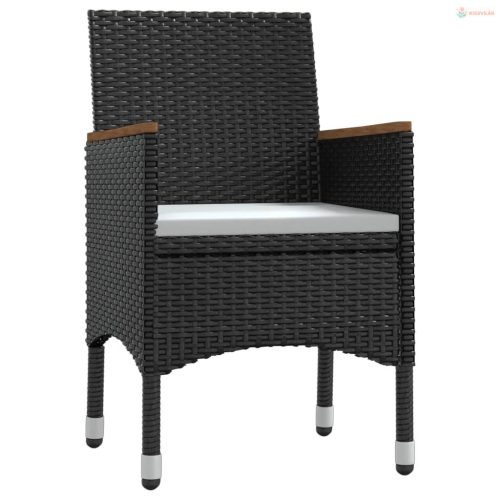 5 részes fekete kerti étkezőgarnitúra párnákkal