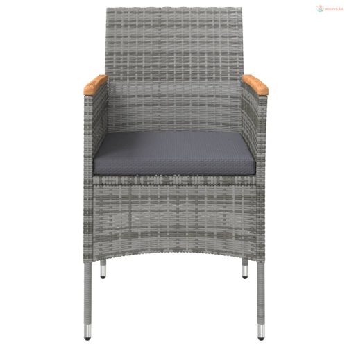 3 részes szürke-fekete kültéri étkezőgarnitúra párnákkal