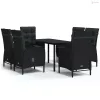 7 részes fekete kerti étkezőgarnitúra párnákkal