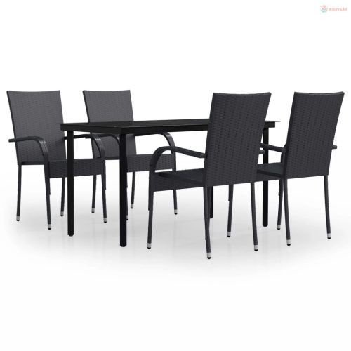 5 részes fekete kerti étkezőgarnitúra
