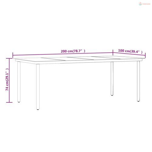 9 részes fekete-szürke színű kerti étkezőgarnitúra