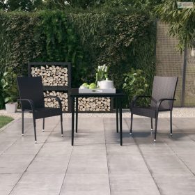 3 részes fekete kerti étkezőgarnitúra