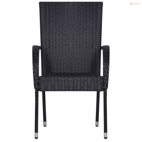 3 részes fekete kerti étkezőgarnitúra