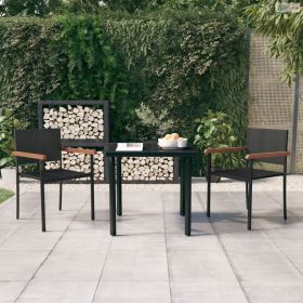 3 részes fekete kerti étkezőgarnitúra
