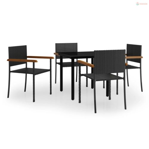 5 részes fekete kerti étkezőgarnitúra
