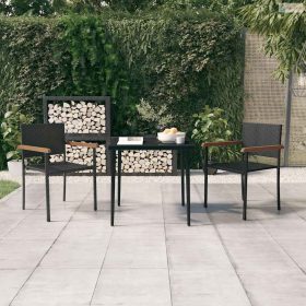 3 részes fekete kerti étkezőgarnitúra