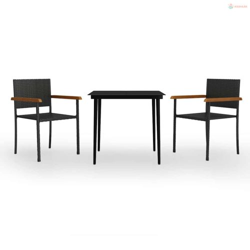 3 részes fekete kerti étkezőgarnitúra