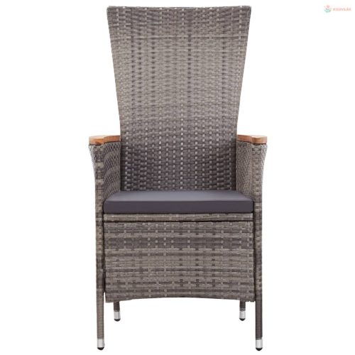 7 részes szürke kerti étkezőgarnitúra párnákkal