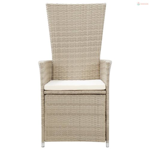 7 részes bézs kerti étkezőgarnitúra párnákkal