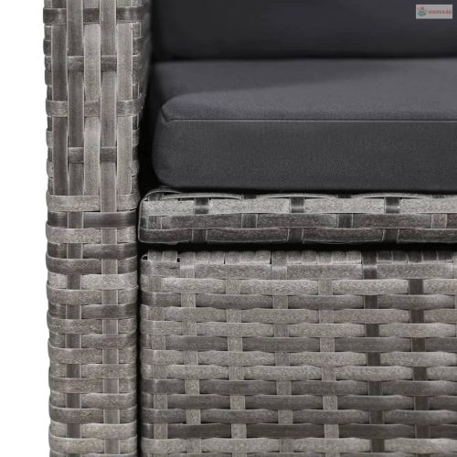 7 részes szürke kerti étkezőgarnitúra párnákkal