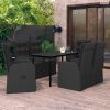 7 részes fekete kerti étkezőgarnitúra párnákkal